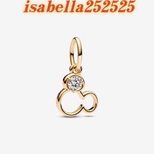 Pandora Disney Mickey Mouse Silhouette Lab-Grown Diamond Dangle Charm|Gold